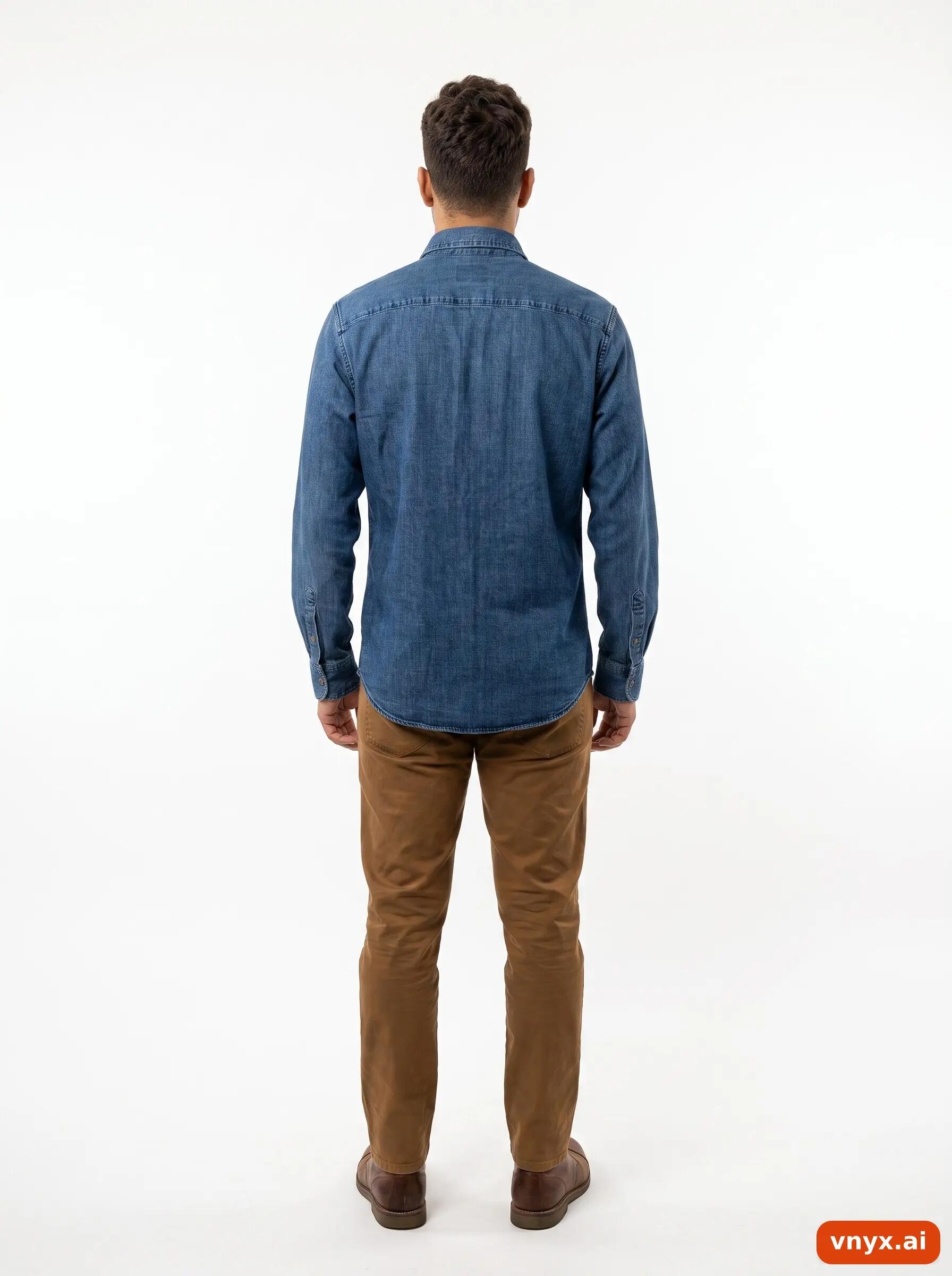 Second Life - Vintage Wrangler Mid-Blue Casual Shirt Men M 4/6