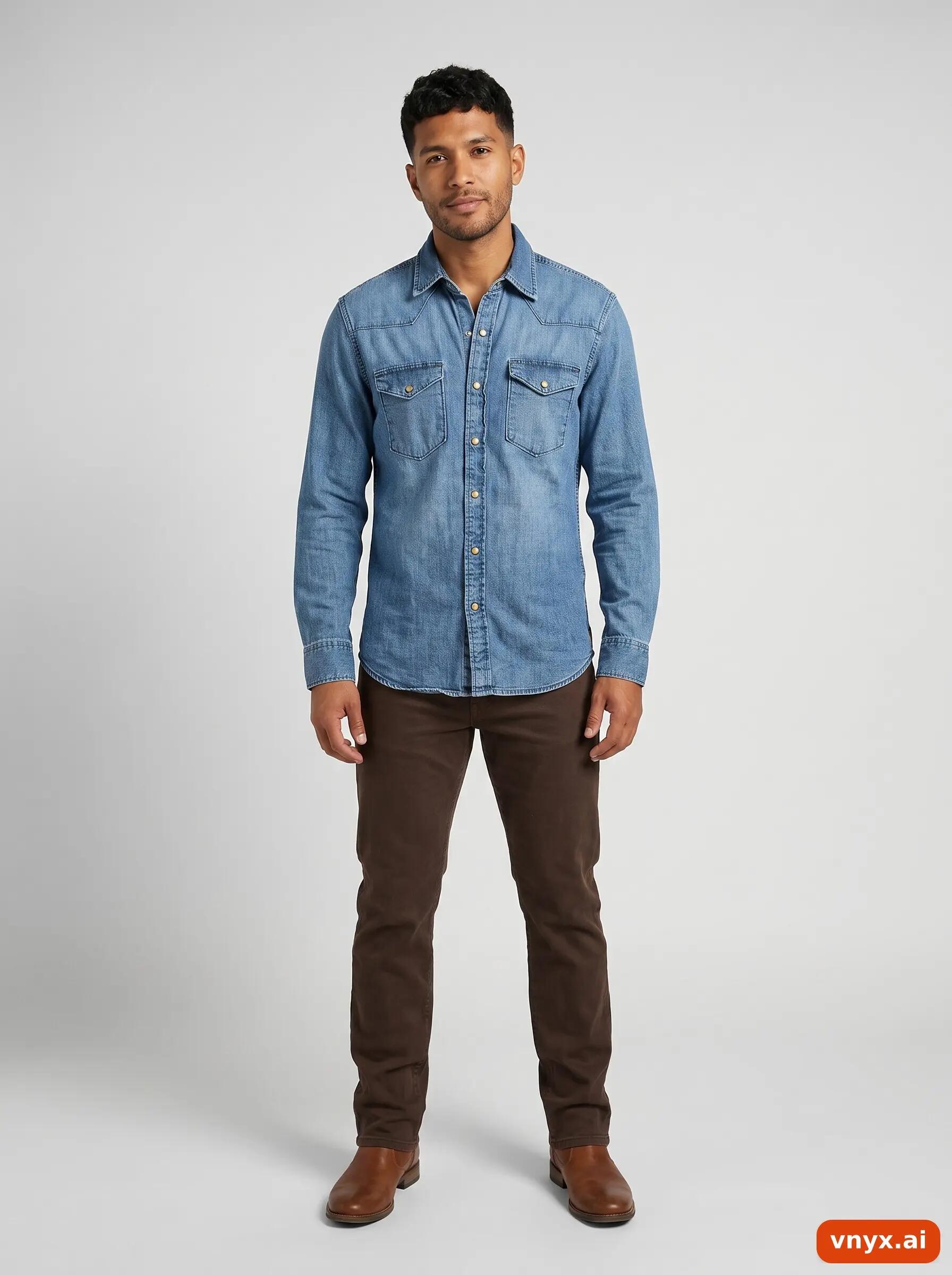 Second Life - Vintage Wrangler Mid-Blue Casual Shirt Men M 3/6