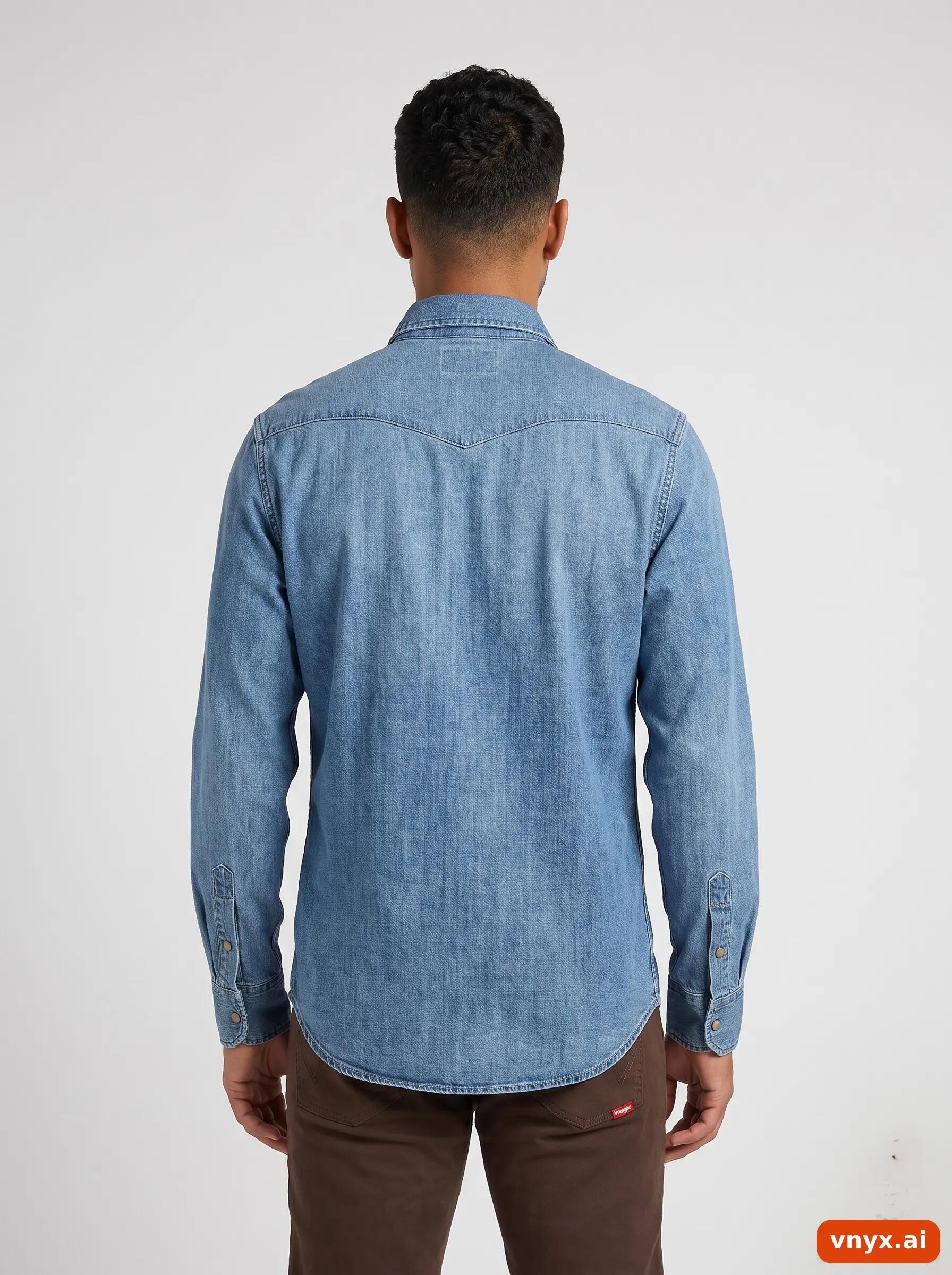 Second Life - Vintage Wrangler Mid-Blue Casual Shirt Men M 2/6