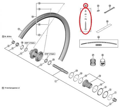 SHIMANO Ventil WH-RX870 Tubeless - Tubeless-Ventil für WH-RX870 Laufräder, Ra...