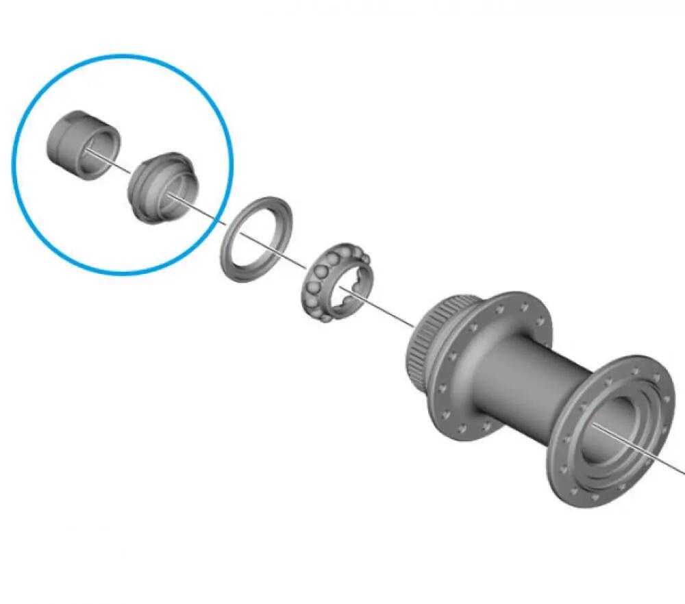 Écrou Shimano et cône à gauche avec couvercle anti-poussière Shilmano WH-RS710-C 2/2
