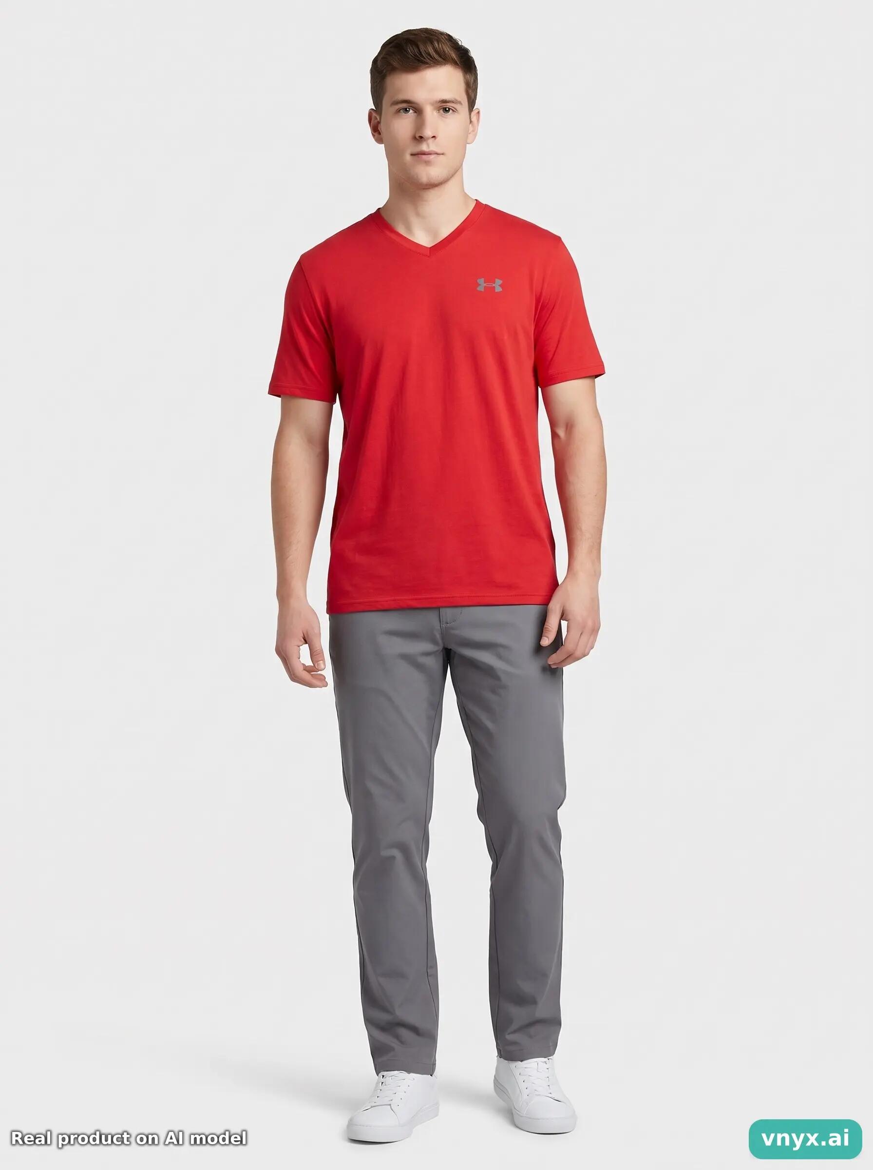 Second Life - Vintage Under Armour Vivid Red Sports T-Shirt Men M 3/6