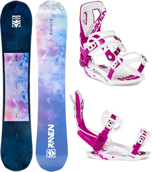 Zestaw Deska snowboardowa Raven Elvina + Wiązania Raven FT360