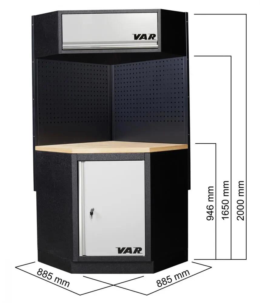 Panneau perforé pour outils VAR MO-52232 pour armoire d'angle 1052, 800 noir - o 3/3