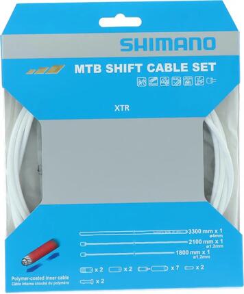 SHIMANO Schaltzug-Set MTB XTR polymerbeschichtet - 3300 mm, Weiß