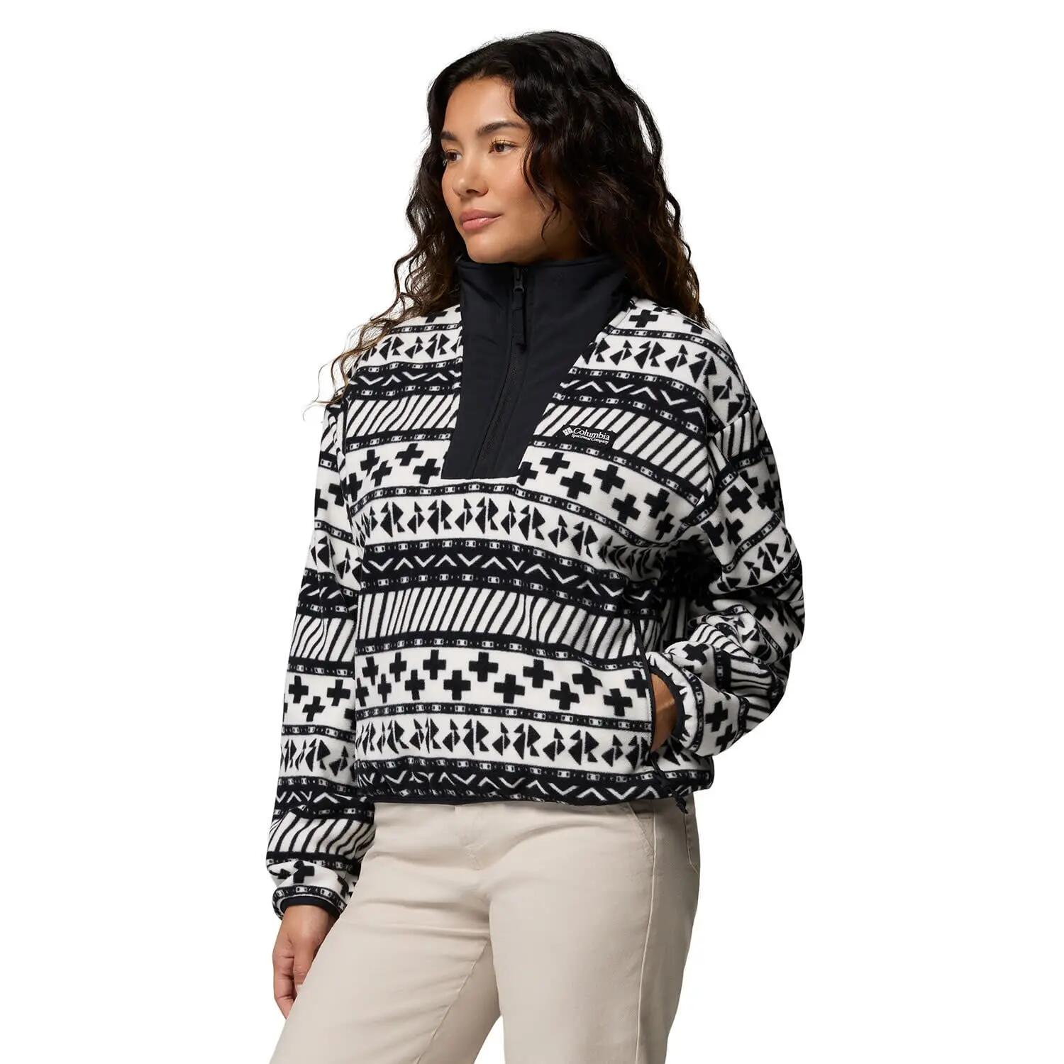 Fleece Pullover Damen - COLUMBIA Sequoia Grove™ II Printed Half Zip - Black 7/7