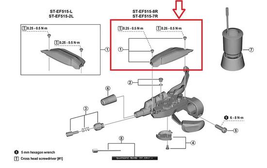 Shimano obere Schalthebel-Abdeckung links ST-EF515 3-fach