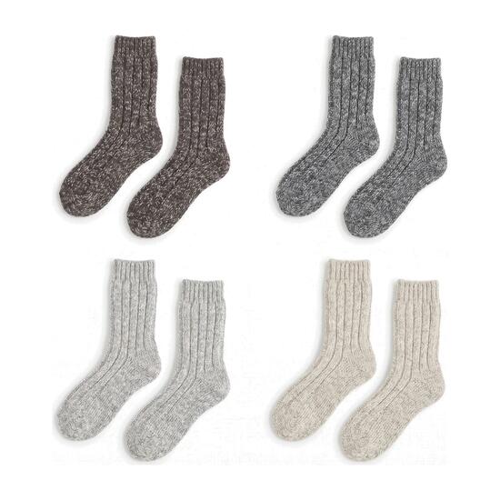 Herren Freizeitsocken warm dick Grobstrick mit Schafwolle Übergröße 47-50 4 Paar