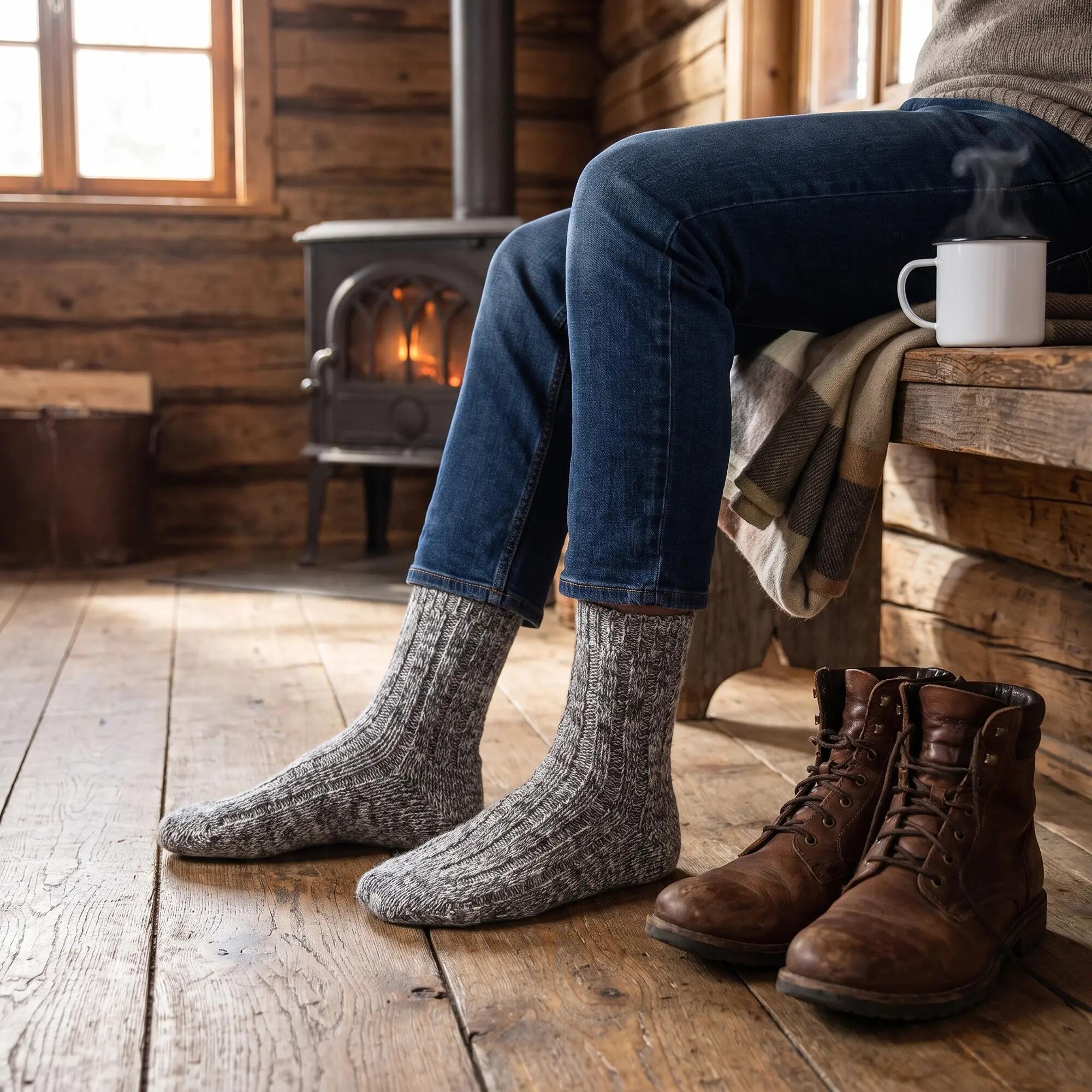 Herren Freizeitsocken warm dick Grobstrick mit Schafwolle Übergröße 47-50 4 Paar 3/5