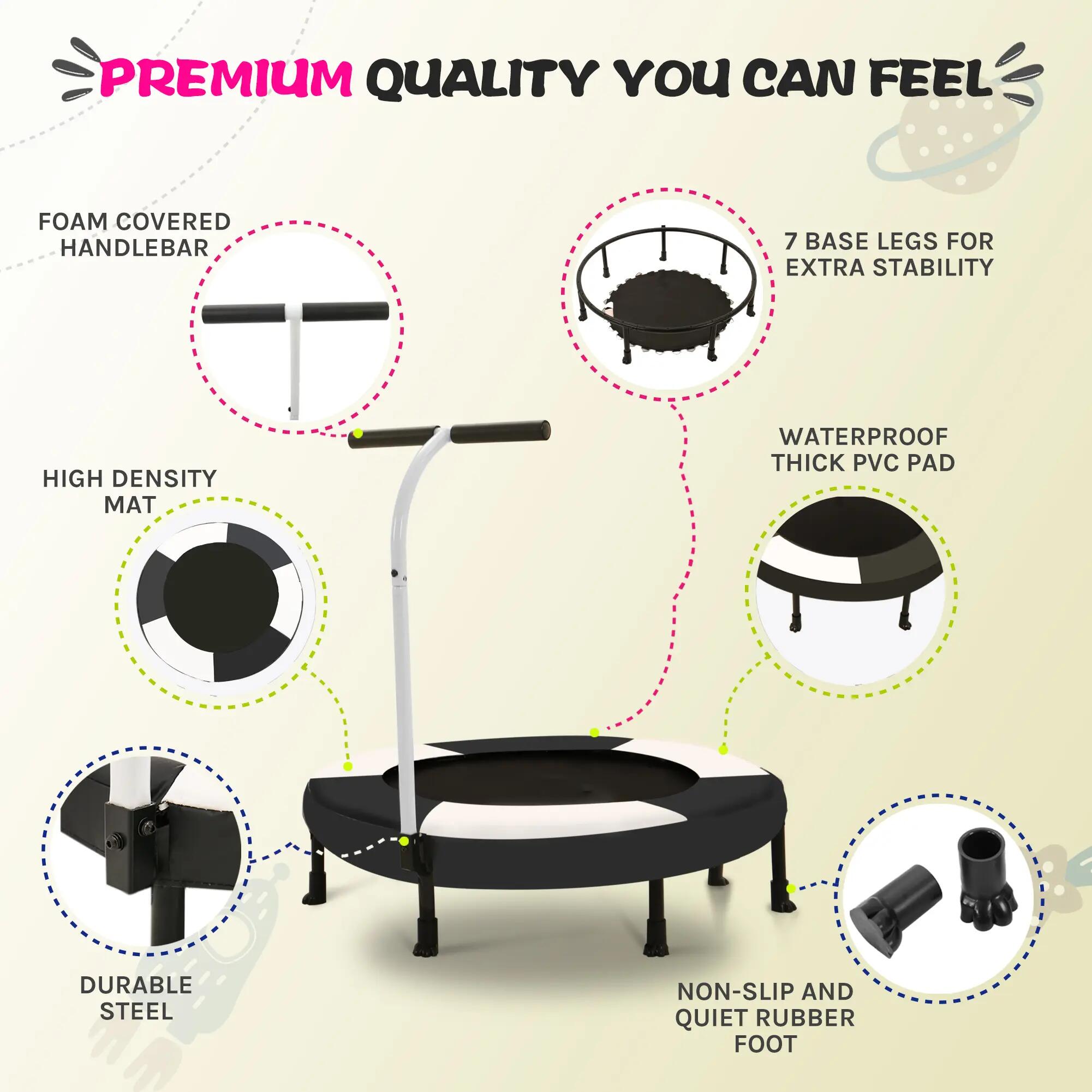 Niños Fitness Trampolín Mini 91cm 7 patas Seguridad 2/3