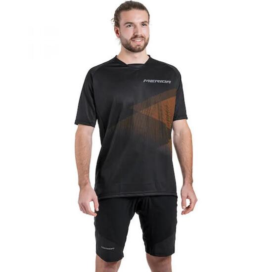 Merida Trikot MTB STRIPE S Schwarz/orange - robustes MTB-Trikot für Trail und...