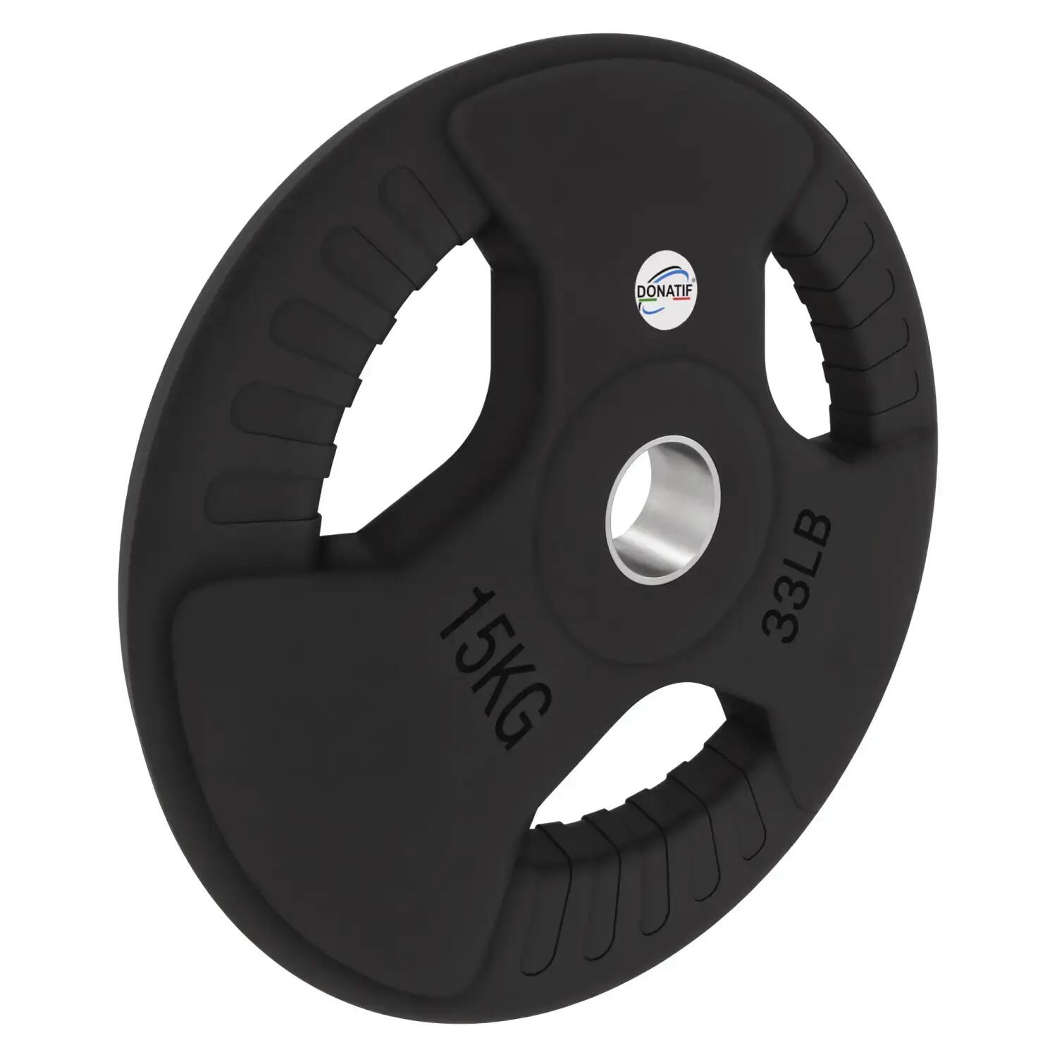 Disco Gommato da 15 Kg - Foro 50 mm | Impugnatura Tri-Grip 2/6