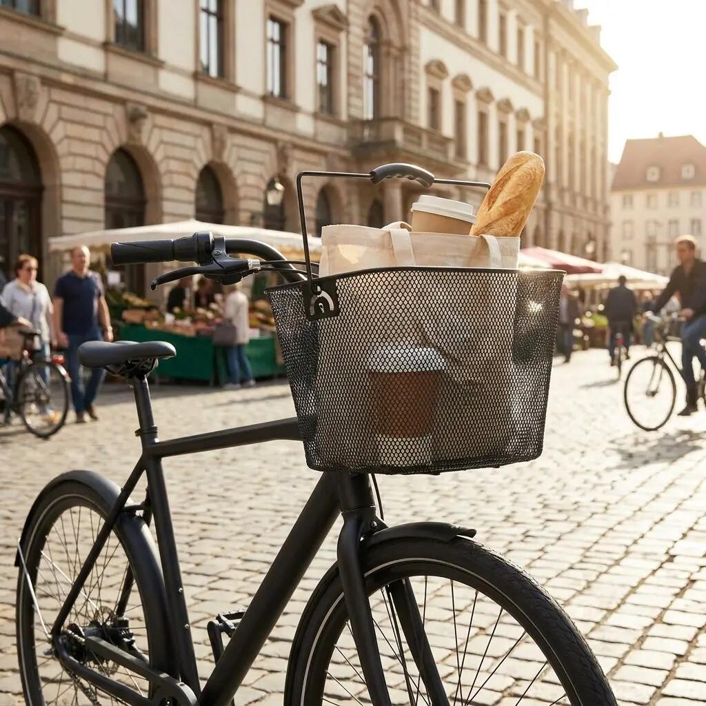 Panier de guidon avant Point en acier noir - panier vélo à mailles fines avec cr 2/2