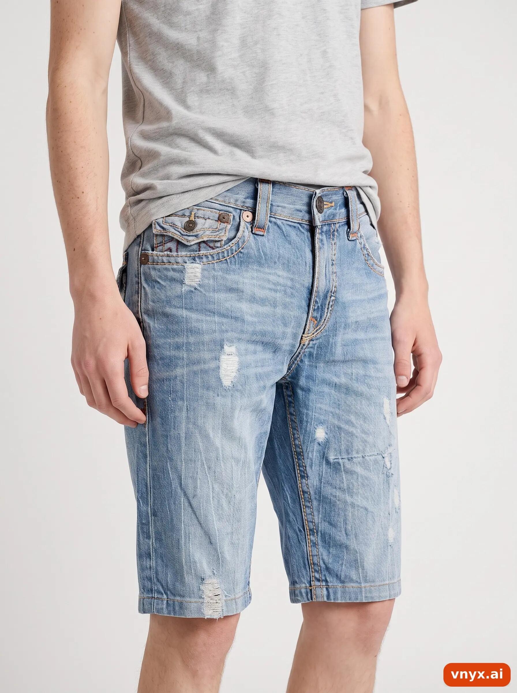 Second Life - Vintage True Religion Light-Blue Shorts Men W36 5/6