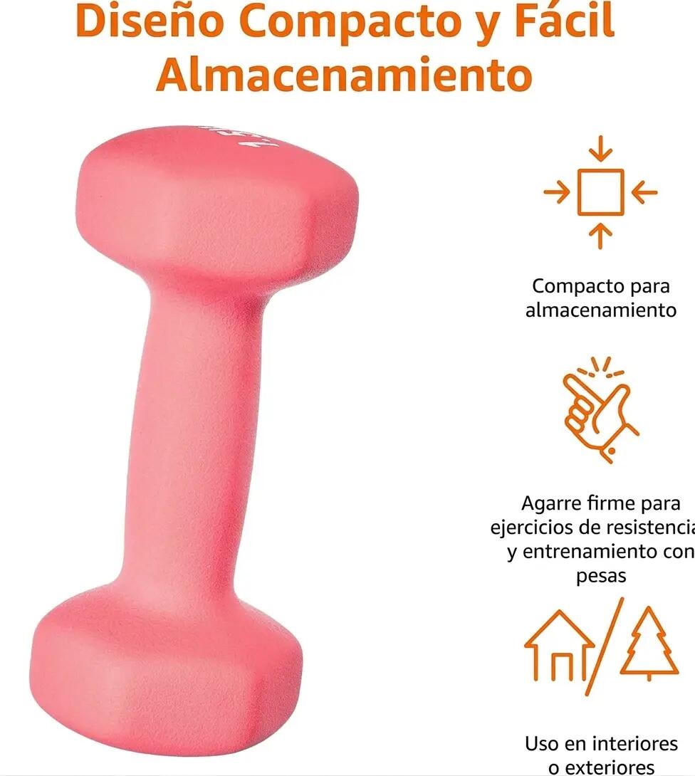 2 Mancuernas Pesas Hexagonales 1,5 kg Neopreno Fitness Gimnasia Rosa 3/3