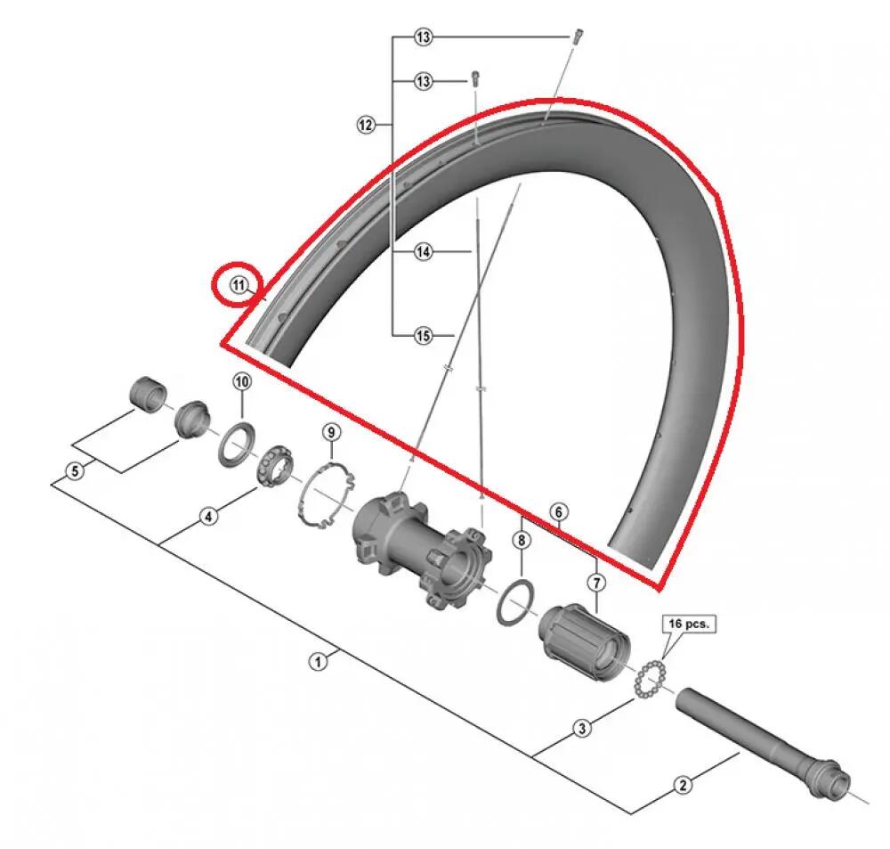 SHIMANO VELG VOOR COMPLEET WIEL, VOOR WH-R8170-C50-TL, ACHTER: 12MM E-THRU, 24H 1/1