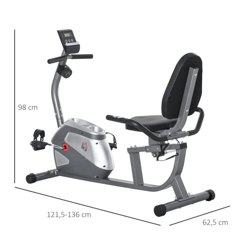 Vélo d’appartement semi-allongé à résistance magnétique 8 niveaux 2/3