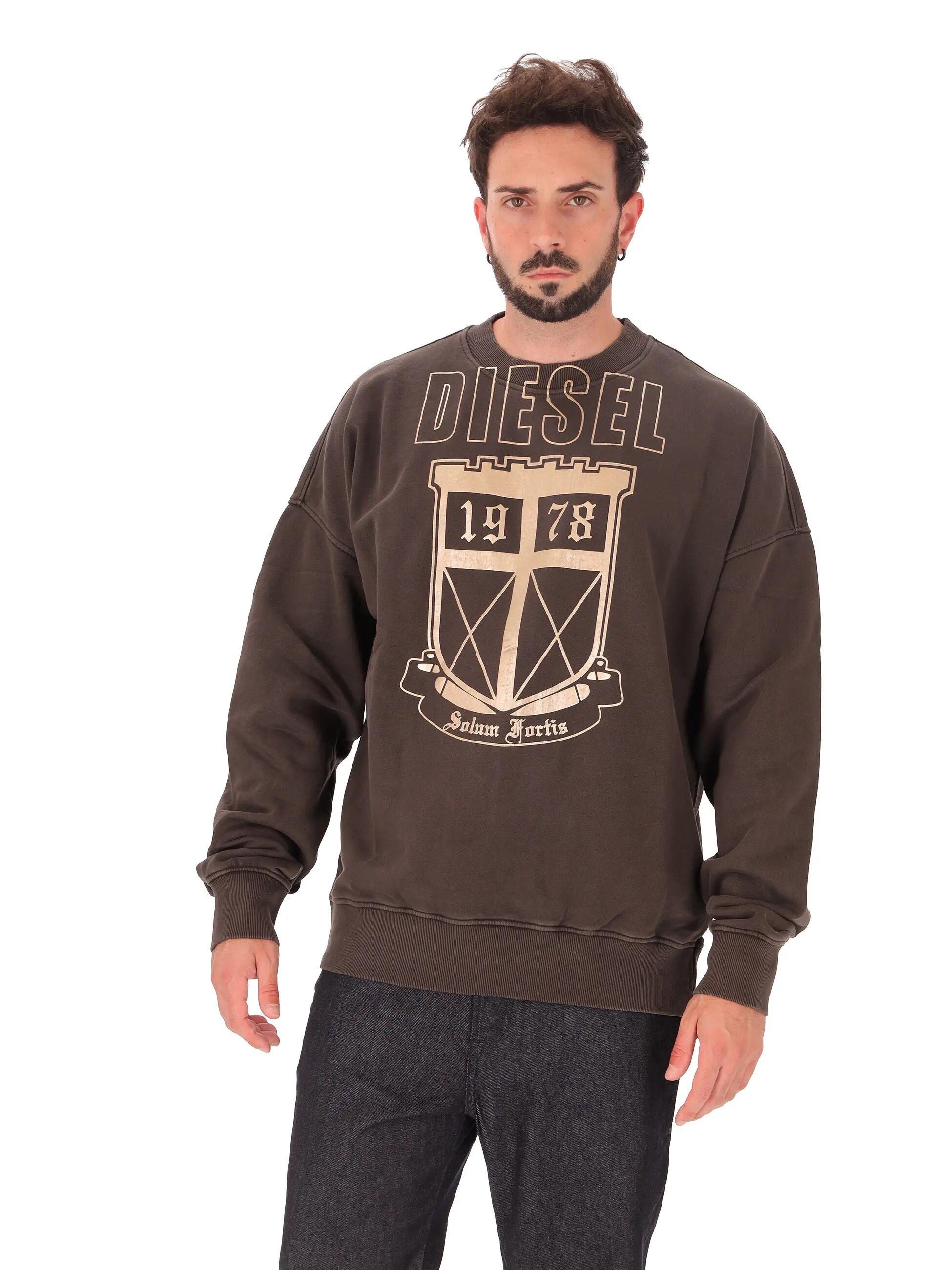 Herren Sweatshirt Diesel Adrastos 100% Baumwolle dunkelgrau casual 2/6