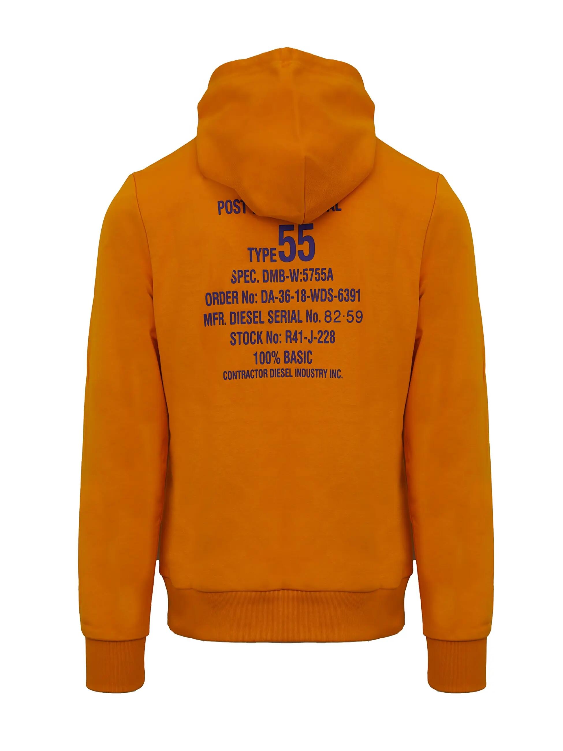 Sudadera con capucha Diesel amarilla para hombre con logo bordado 6/7