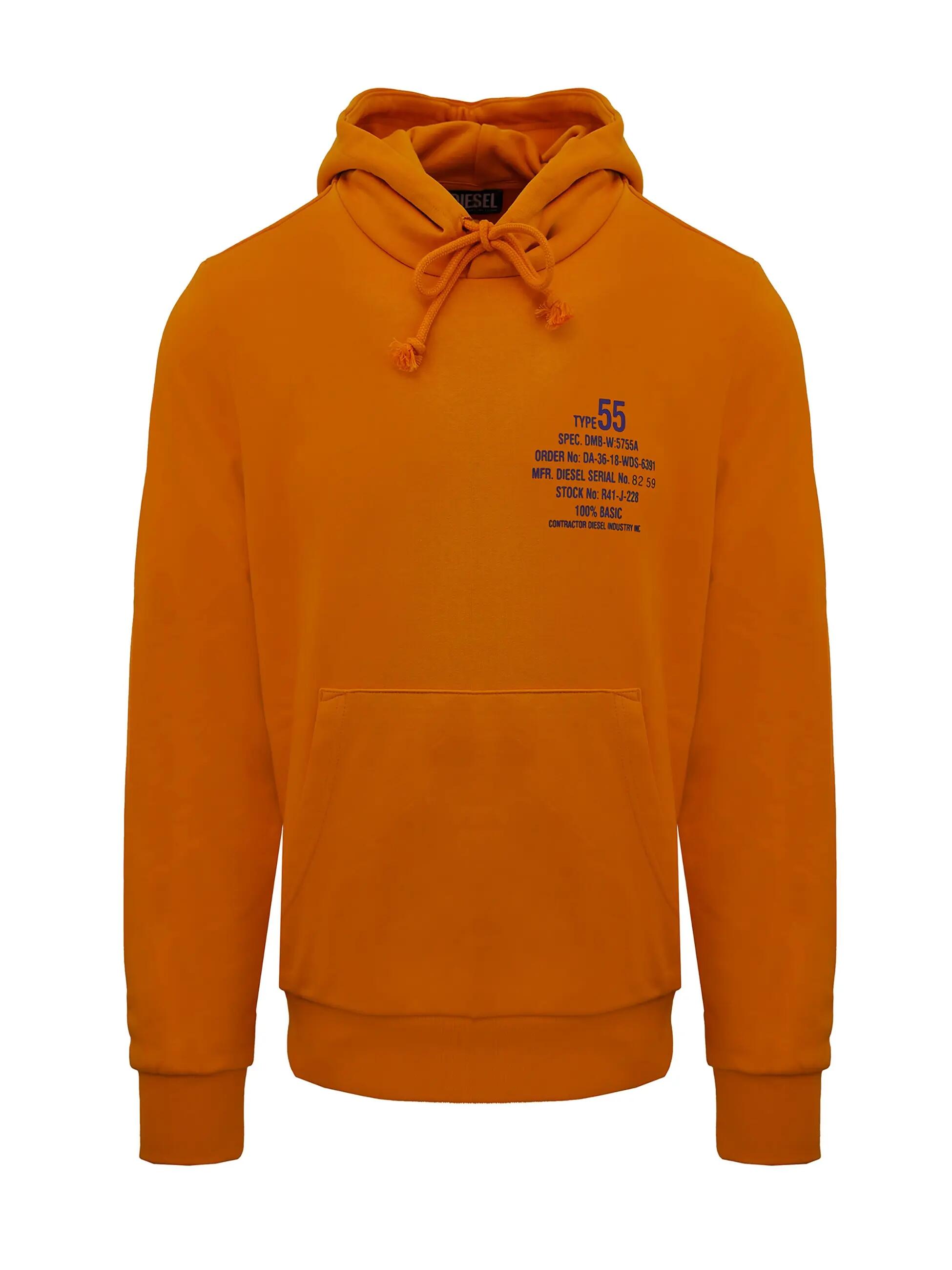 Sudadera con capucha Diesel amarilla para hombre con logo bordado 5/7