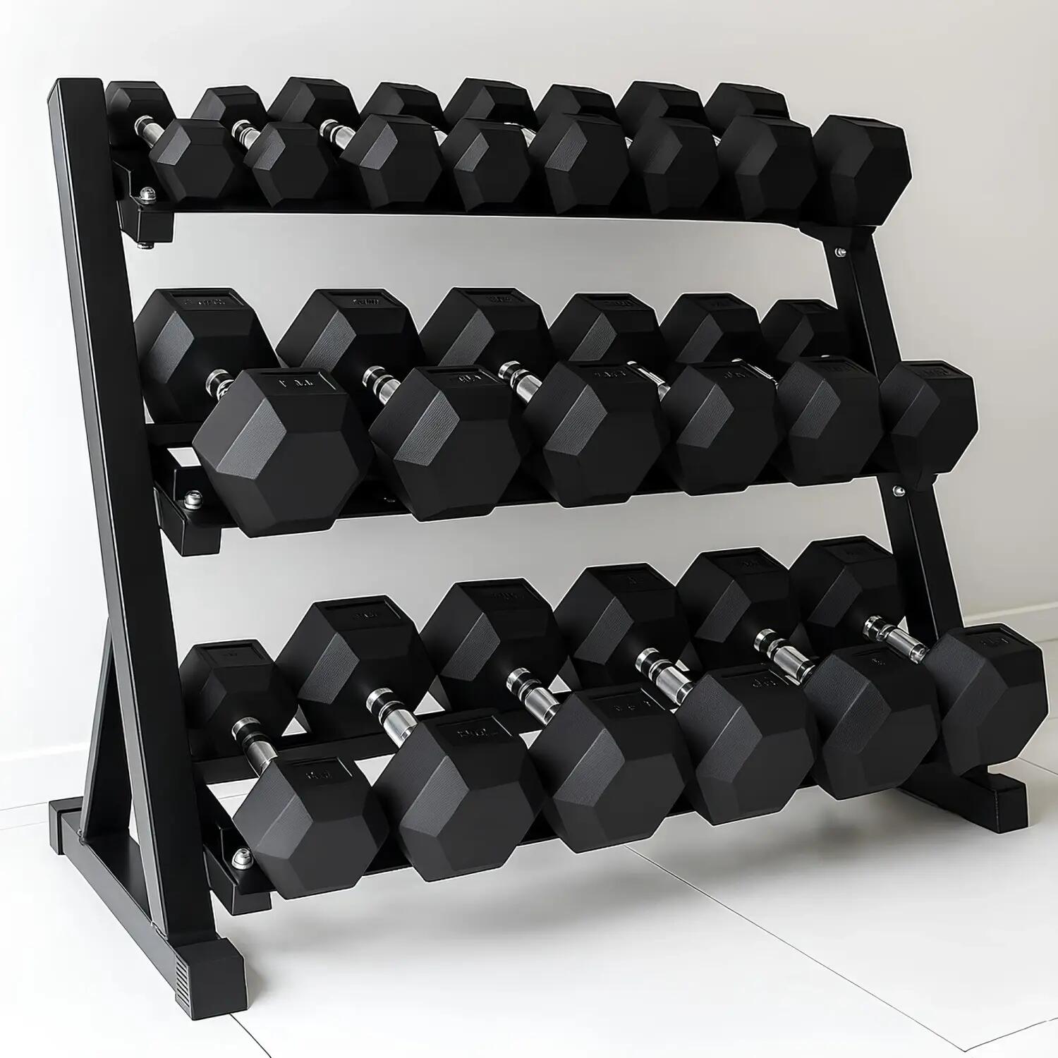 Rastrelliera Porta Manubri a 3 Ripiani - PMO5 | Home Gym 4/6