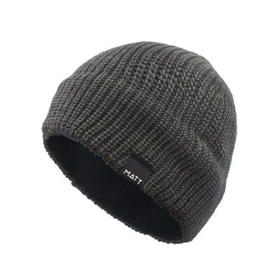 Muts mattwarm - one size - merinowol - donker grijs