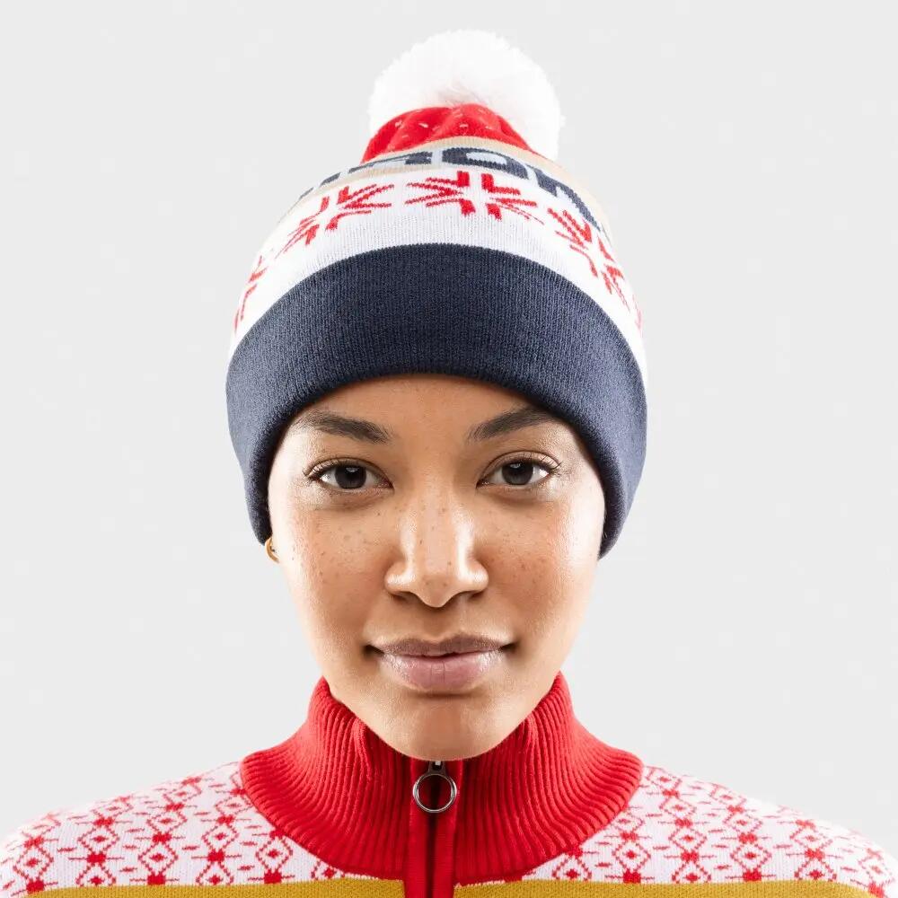 Gorro retro de esquí con pompón Hombre y Mujer Ewige Red Rojo 5/7