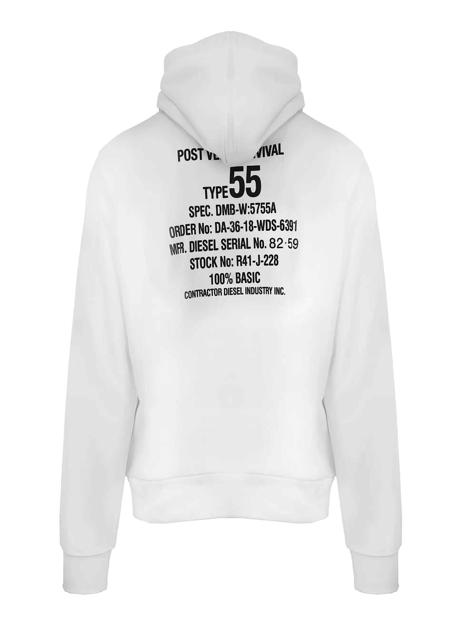 Diesel Herren Hoodie weiß Baumwolle Polyester mit Kapuze 6/7
