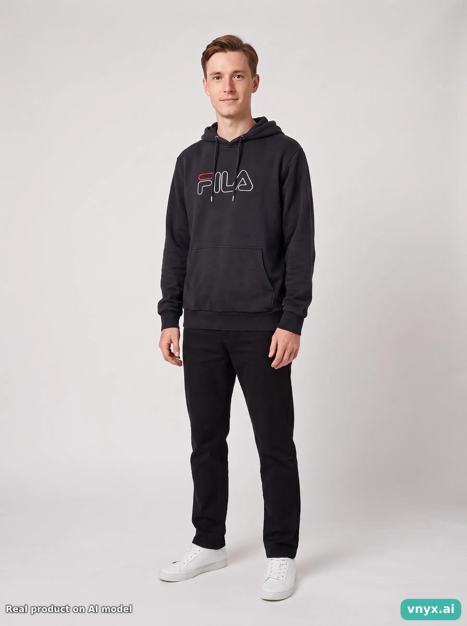 Second Life - Vintage Fila Deep Black Hoodie Men S 5/6