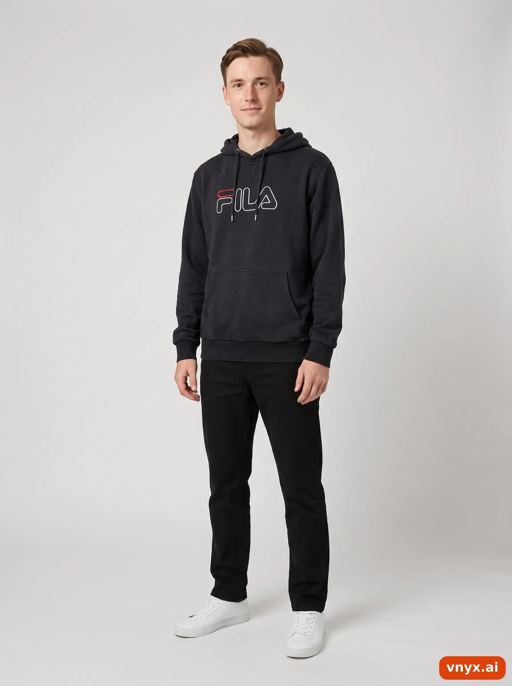 Second Life - Vintage Fila Deep Black Hoodie Men S 2/6