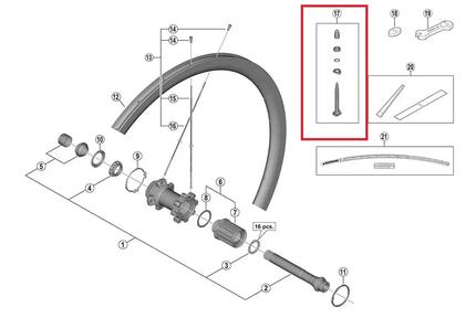SHIMANO Ventil WH-R9170-C40-TL-F12 VR - Tubeless-Ventil für Rennrad-Laufräder...
