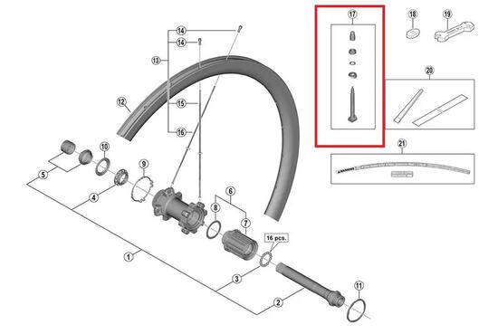 SHIMANO Ventil WH-R9170-C40-TL-F12 VR - Tubeless-Ventil für Rennrad-Laufräder...