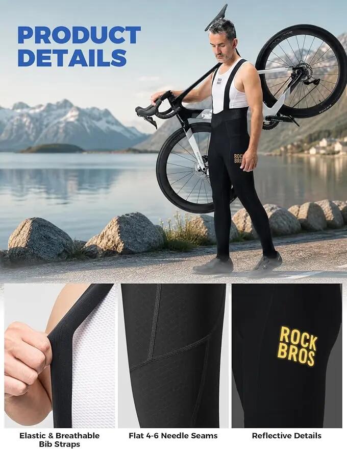 Pantaloni termici de ciclism ROCKBROS cu bretele 3/5