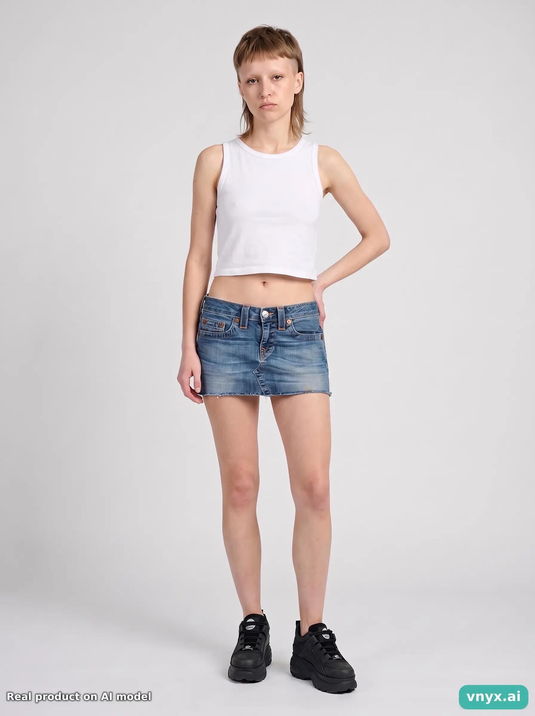 Second Life - Vintage True Religion Blue Mini Skirt Women W28 Mini 6/6