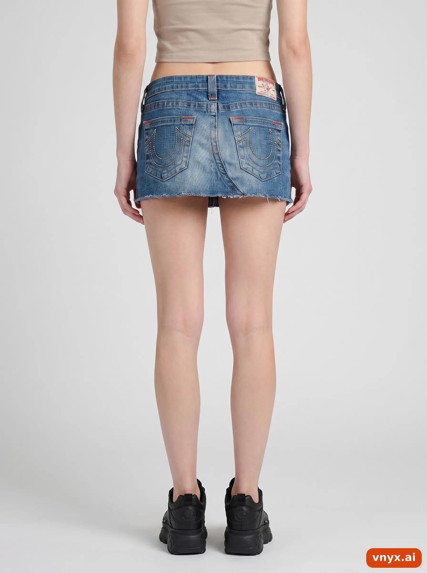 Second Life - Vintage True Religion Blue Mini Skirt Women W28 Mini 2/6