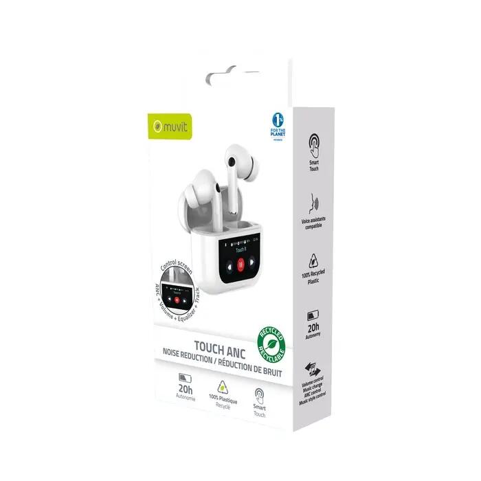 ECOUTEURS SANS FIL ANC TOUCH AVEC ECRAN DIGITAL BLANC 3/3