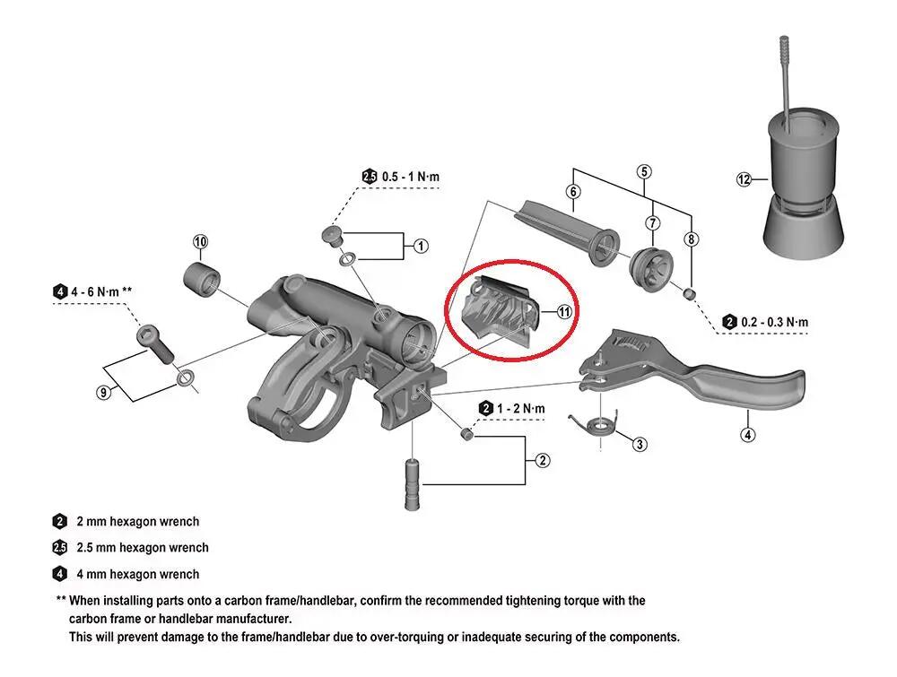 SHIMANO couvercle pour boîtier de levier BL-M9220, gauche - taille compacte pour 1/1