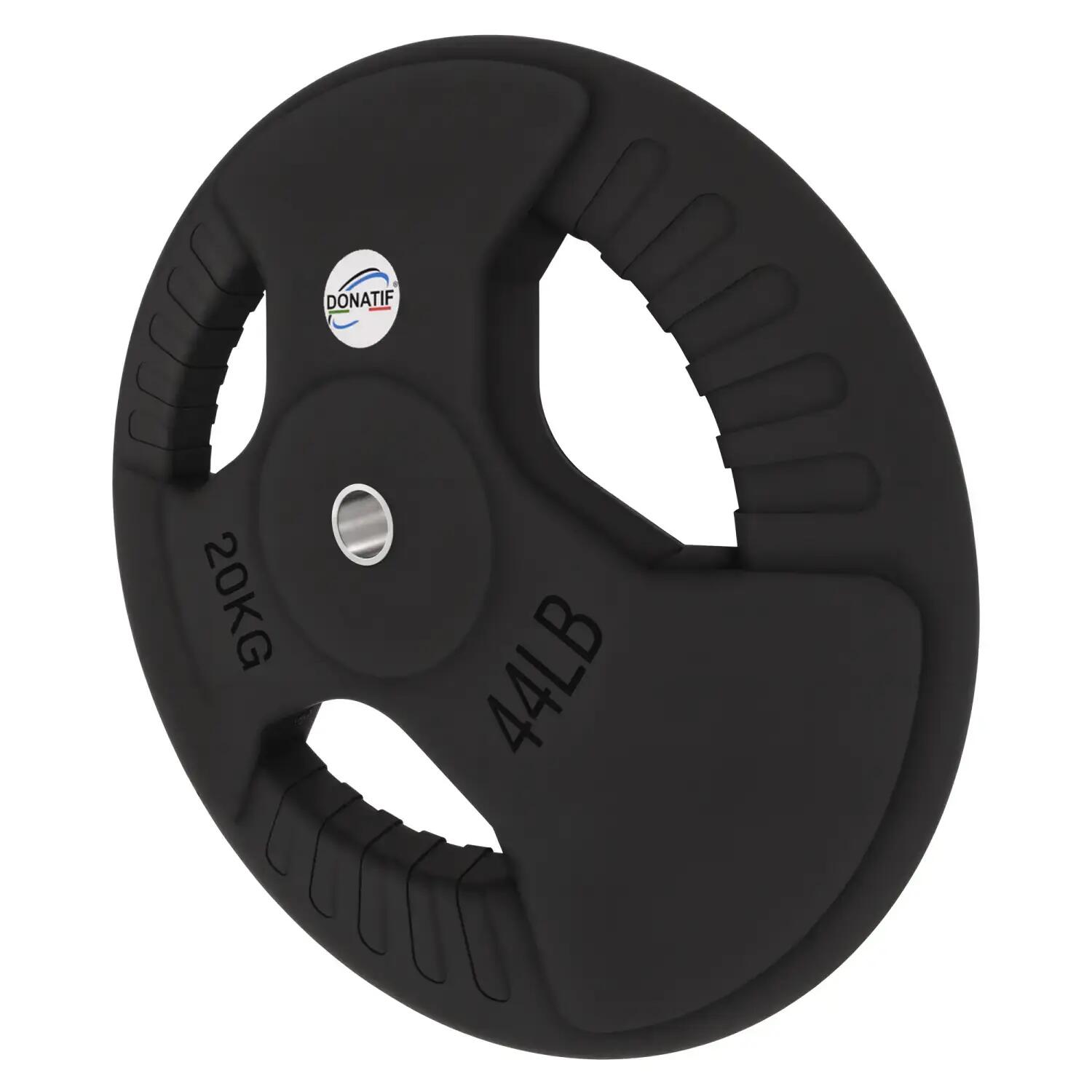 Disco Gommato da 20 Kg - Foro 28 mm | Impugnatura Tri-Grip 3/6