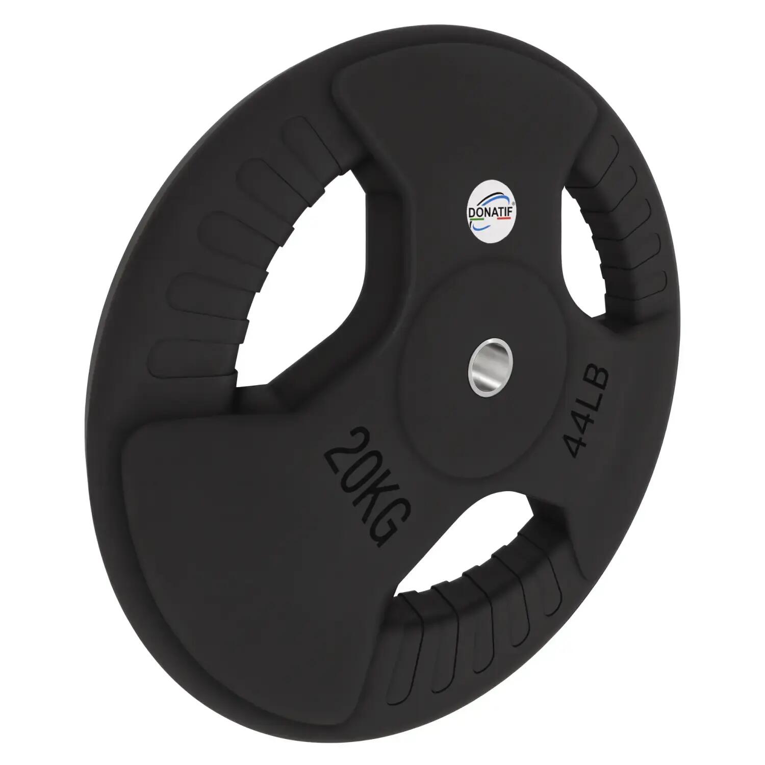 Disco Gommato da 20 Kg - Foro 28 mm | Impugnatura Tri-Grip 2/6