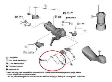 Vis de fixation SHIMANO ST-R7120 pour réservoir d'équilibrage, lot de 3, pièce d