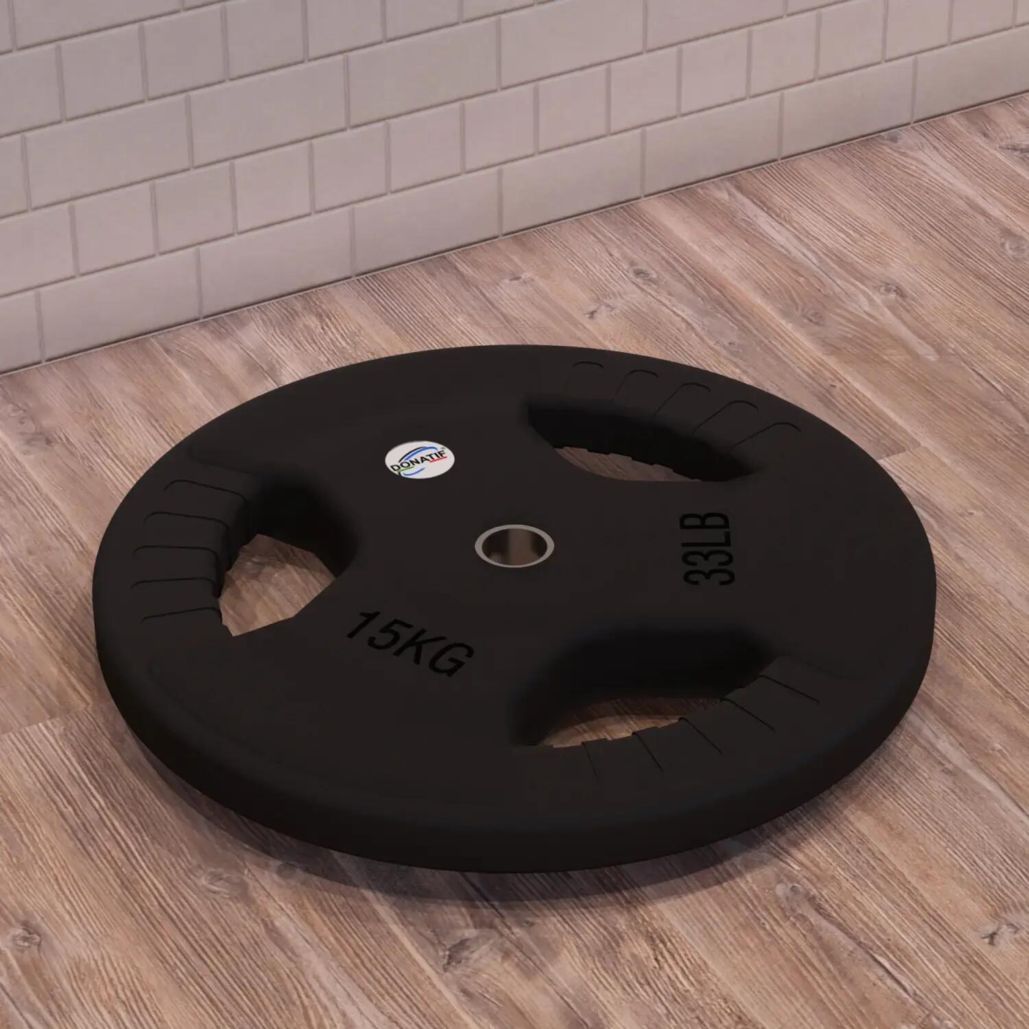 Disco Gommato da 15 Kg - Foro 28 mm | Impugnatura Tri-Grip 4/6
