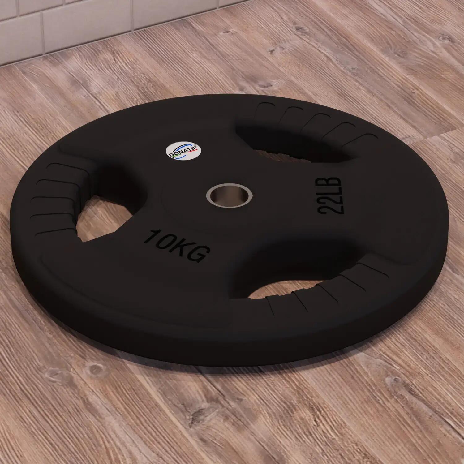 Disco Gommato da 10 Kg - Foro 28 mm | Impugnatura Tri-Grip 4/6