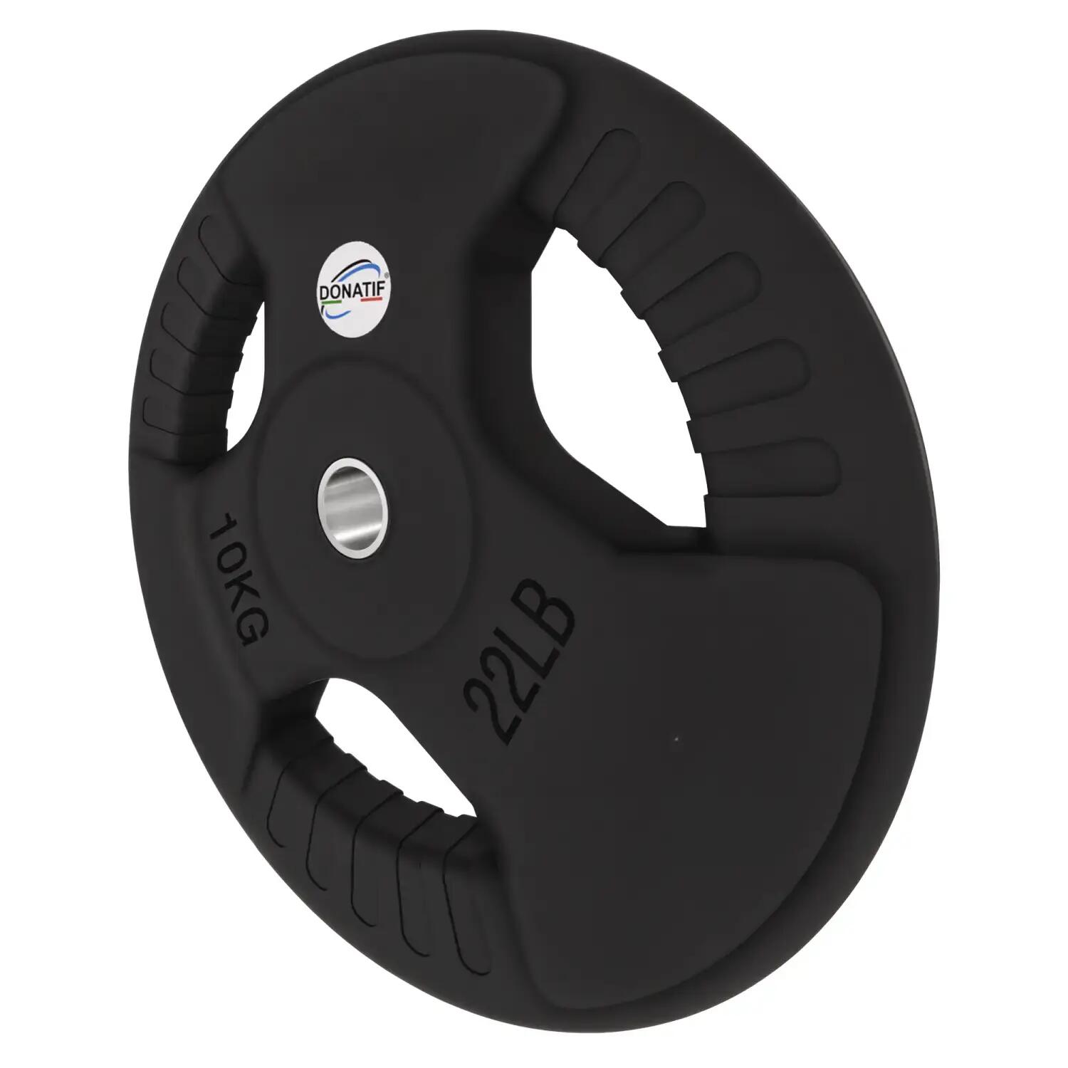 Disco Gommato da 10 Kg - Foro 28 mm | Impugnatura Tri-Grip 2/6