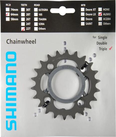 Shimano plateaux ALIVIO FC-M430 22 dents 64 mm noir acier