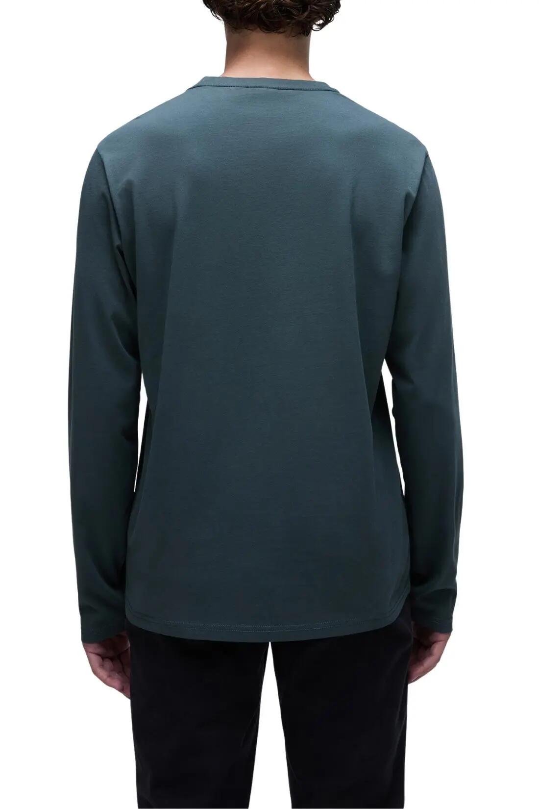 Napapijri men's regular-fit long-sleeve cotton T-shirt in sage green 3/4