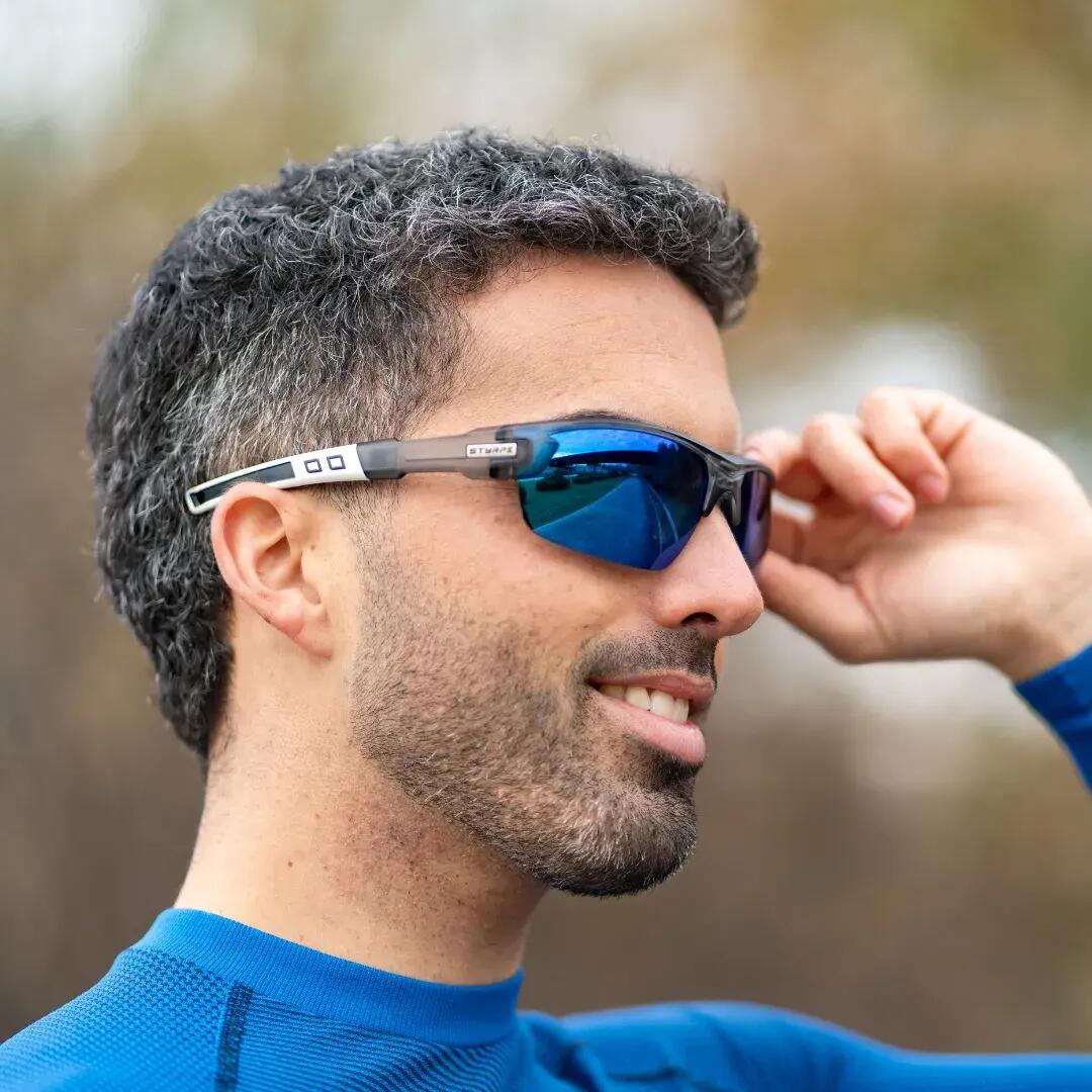 Gafas ciclismo y running espejadas Styrpe 03 lente roja montura gris cristal 4/5