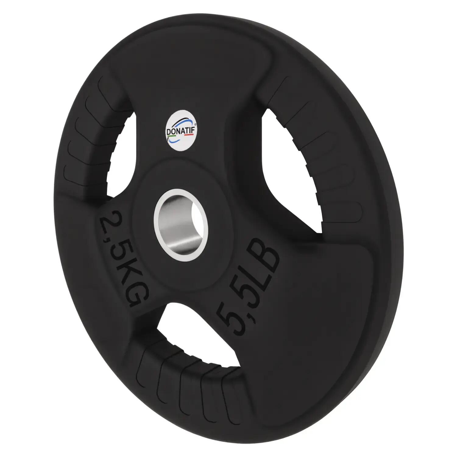Disco Gommato da 2,5 Kg - Foro 28 mm | Impugnatura Tri-Grip 2/6