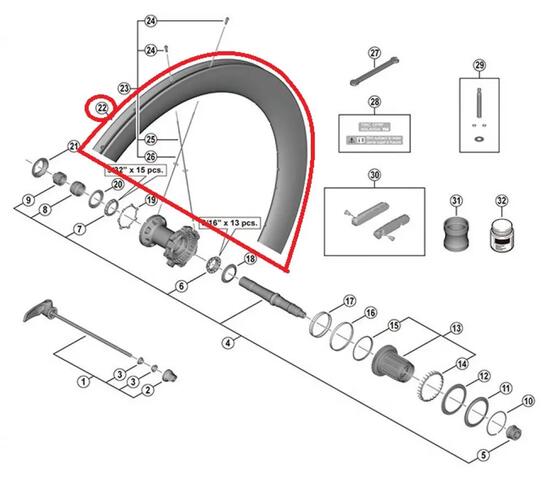 SHIMANO RIM FOR WH-R9200-C60-R Rear 21H Tubular ? Jante pour roues de route...