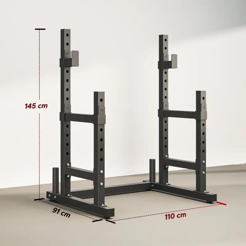 Support Barre Musculation 2 Niveaux Acier Rack Squat 300kg 3/4