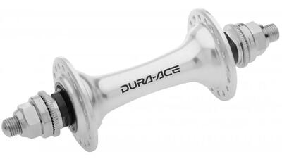 Shimano voorwielnaaf dura-ace track hb-7710 28 gaten vaste as met moeren, zilver